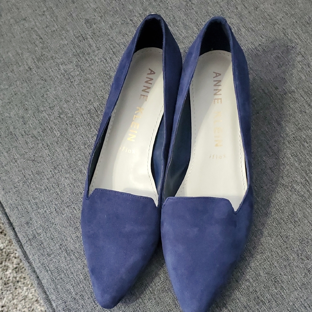 Anne Klein Deep Blue Suede Pointed Toe Flats